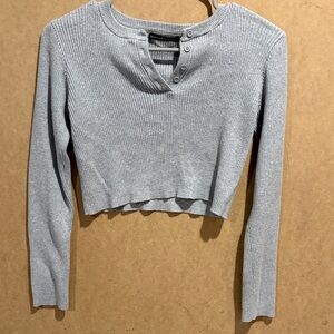 Brandy Melville Light Gray Ribbed Crop Top